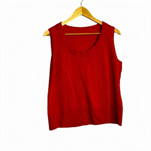 Vintage Tanjay International crewneck top sleeveless blouse red cotton size L